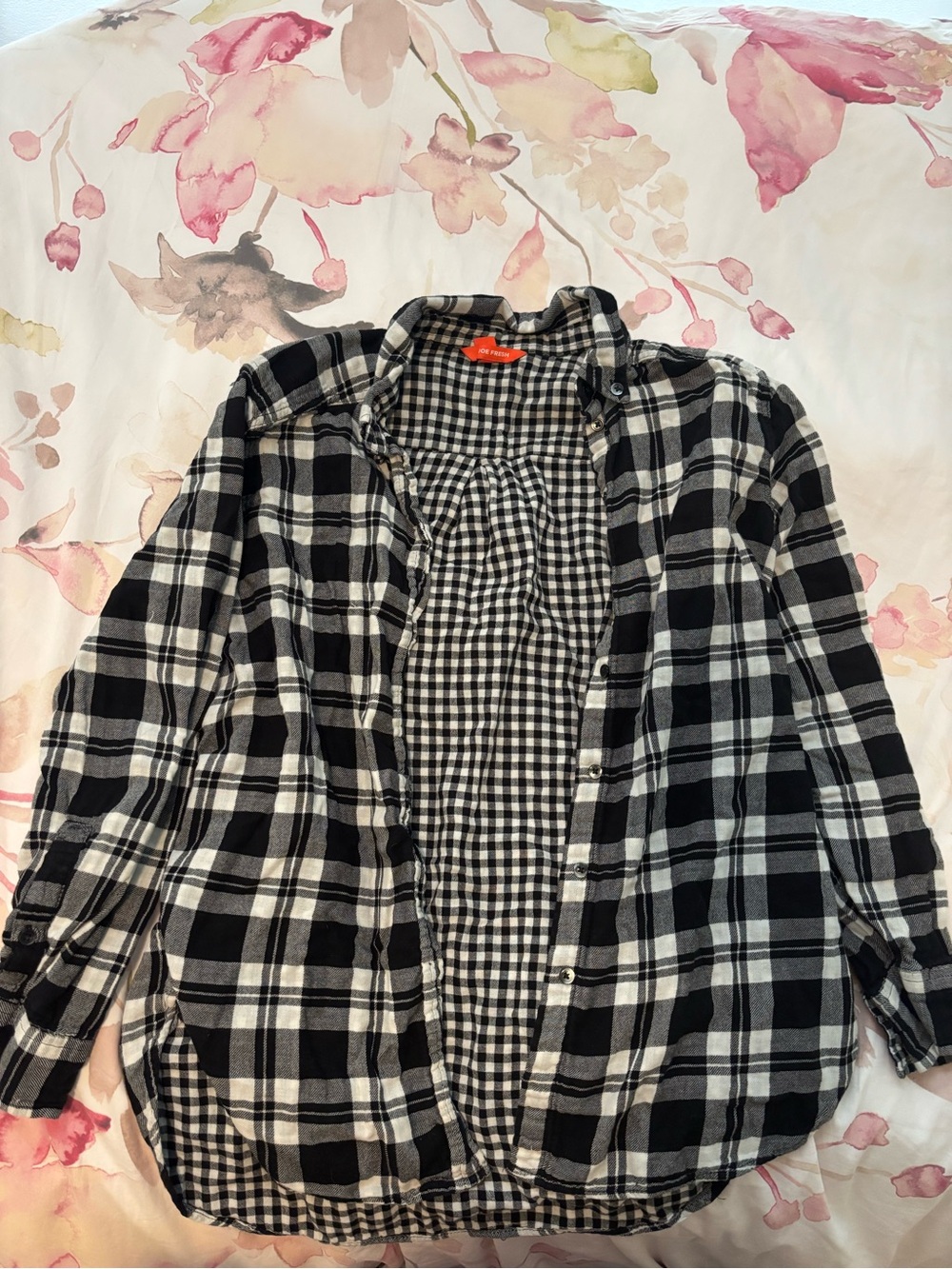 Joe Fresh Black and White Plaid Button-Down Shirt